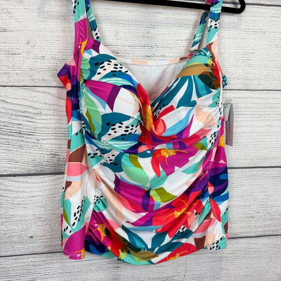 Liz Claiborne Plus Size White Colorful Floral Swimsuit Top Size 22W - Picture 10 of 10